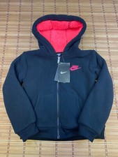 Nike Girl's Black/Pink Sherpa Lined FZ Fleece Hoodie/Jacket 36E405-023 6X