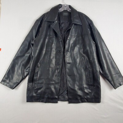 Whispering Smith Jacket Men's XL Black Faux Leather Collared
