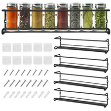 4 Packs Kitchen Spice Rack Organizer Storage Shelf Cabinet Jar Holder Wall Mount