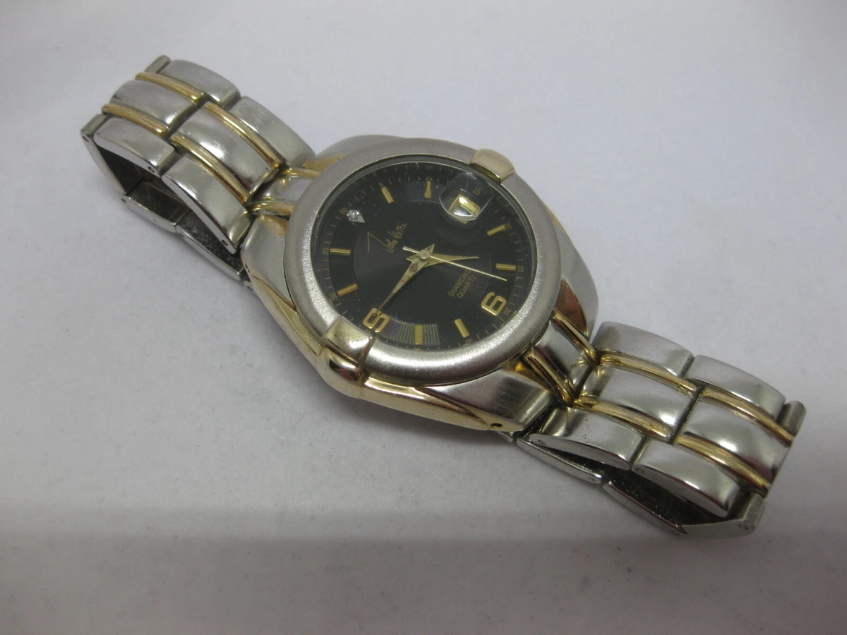 Vintage John Weitz Mens Stainless Steel Gold Silver Tone Watch 74033