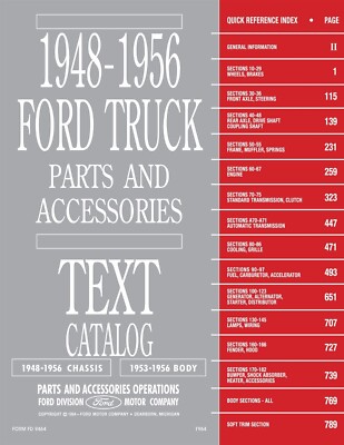 1948 - 1956 Ford Truck Parts & Accessories Text & Illustrations Catalog Set