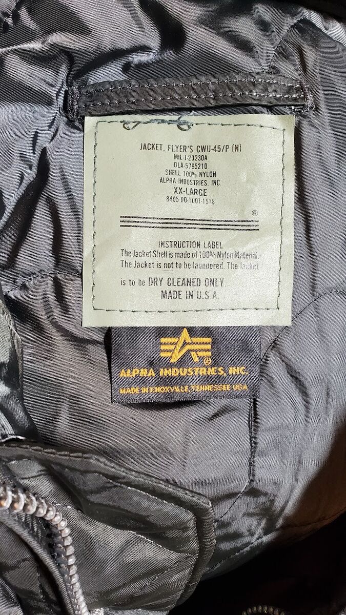 Made in USA CWU 45P Alpha Industries Army Pilot Flight Military Bomber AF Jacket