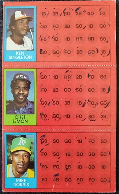 1981 Ken Singleton Chet Lemon Mike Norris Topps Scratch-Off Cards #53 34 17