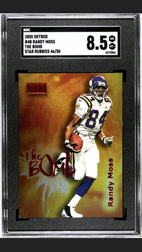 RANDY MOSS 2000 Skybox Premium The Bomb STAR RUBIES /50 | SGC 8.5