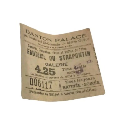 Danton Palace Theater Ticket Paris Frankreich Antik Vintage Boulevard St Germain