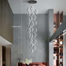 Modern LED Chandelier 22-Ring Black Dimmable High Ceiling 176W