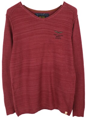PME LEGEND Jumper Mens Large Sweater Waffle Knit Blend Wine Red