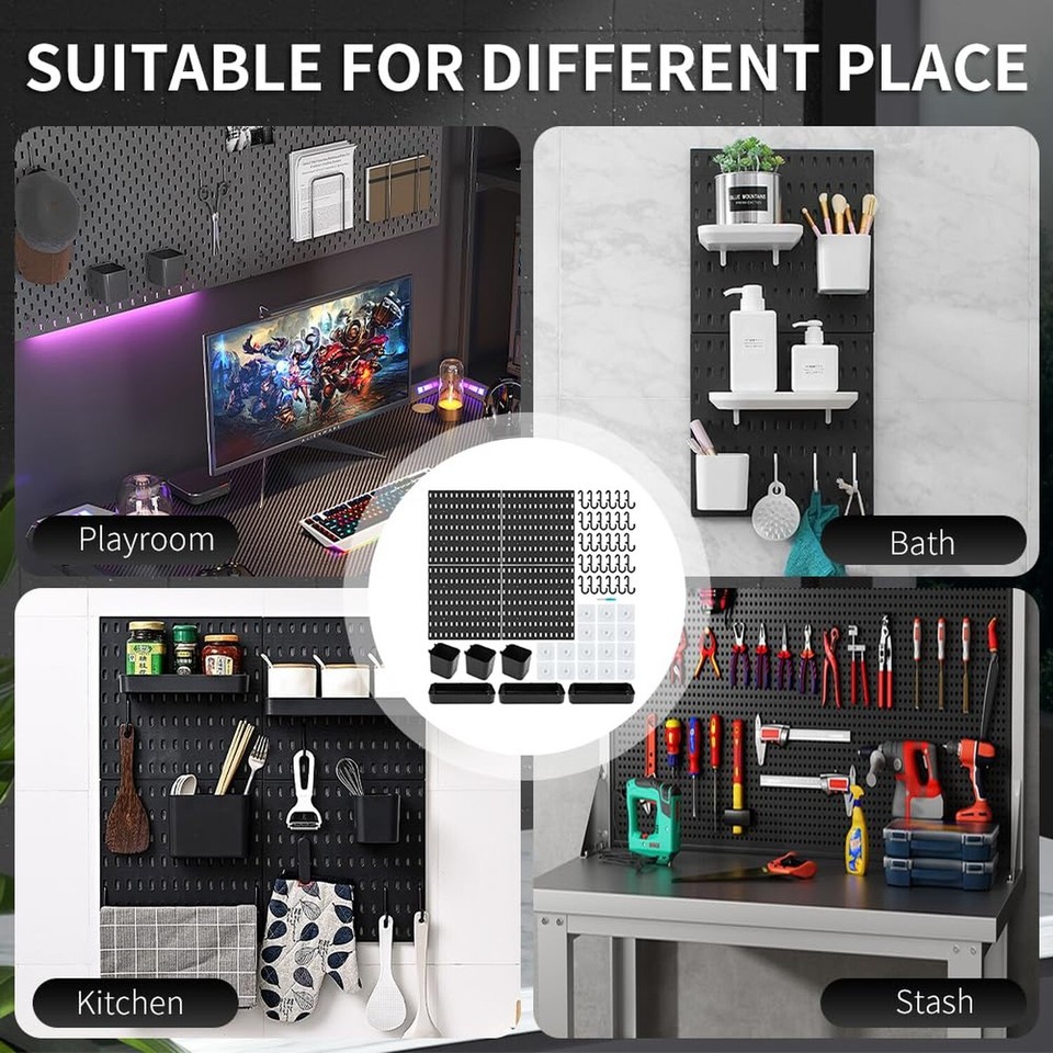 4 PCS Pegboard Combination Kit,Pegboard Wall Organizer,Large Pegboard