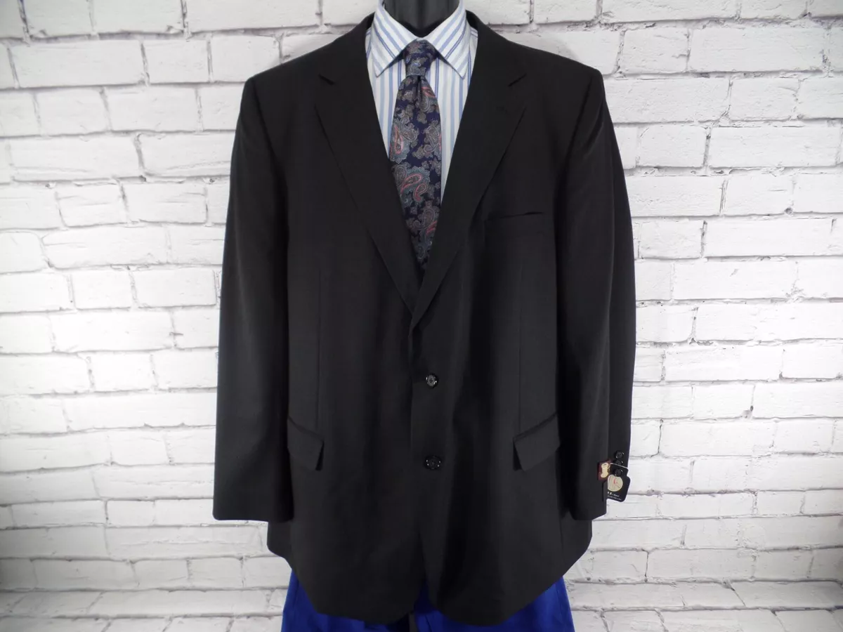 New Mens Fratelli Super 100s Wool 48L Black Blazer Sport Coat Suit Jacket