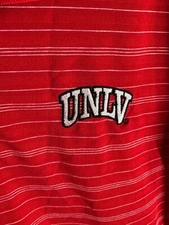 Pro Edge Red White Stripe UNLV REBEL Stitched POLO SHIRT Large L
