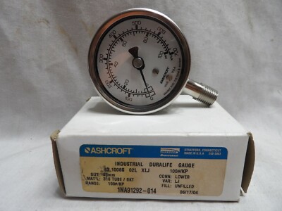 Ashcroft Industrial Duralife Gauge 100#KP 316 Tube/SKT