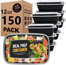 150 Pack (12 oz) Meal Prep Containers with Lids Disposable Bowls with Lids