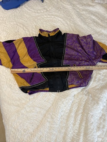 90’s Windbreaker Hip Hop Sport bomber jacket purple Gold Medium Dopamine - Picture 2 of 16