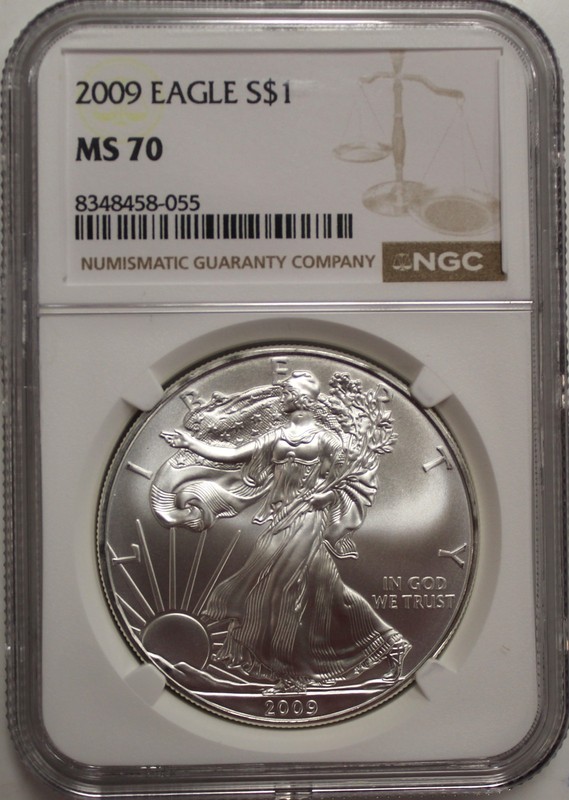 2009 $1 Silver Eagle NGC MS70 Brown Label