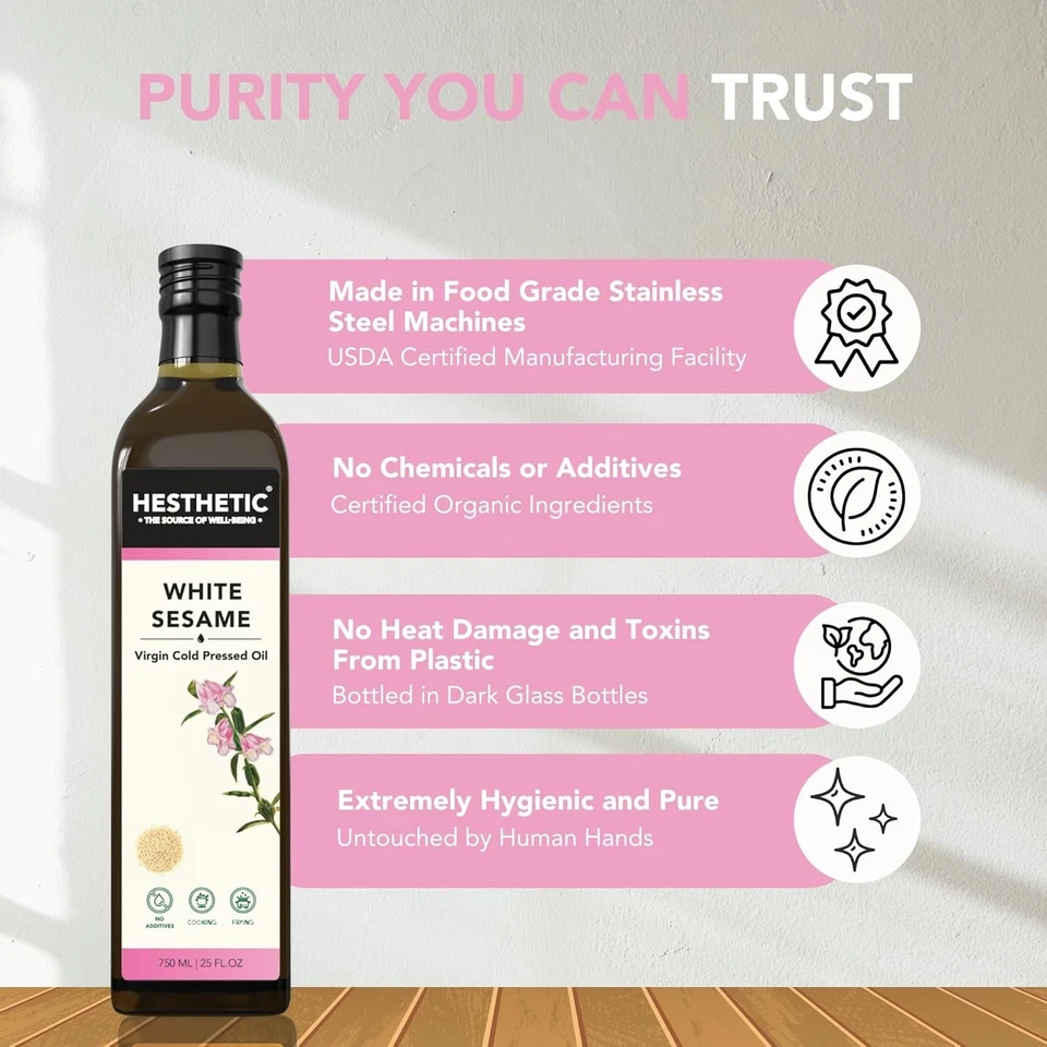 Hesthetic White Sesame Virgin Cold Pressed Oil 500ml - Image 4 of 4