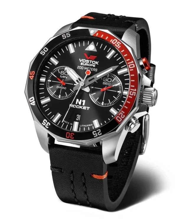 Vostok Europe Orologio analogico automatico da uomo con cinturino in pelle NE57-225A562, marrone, Classico