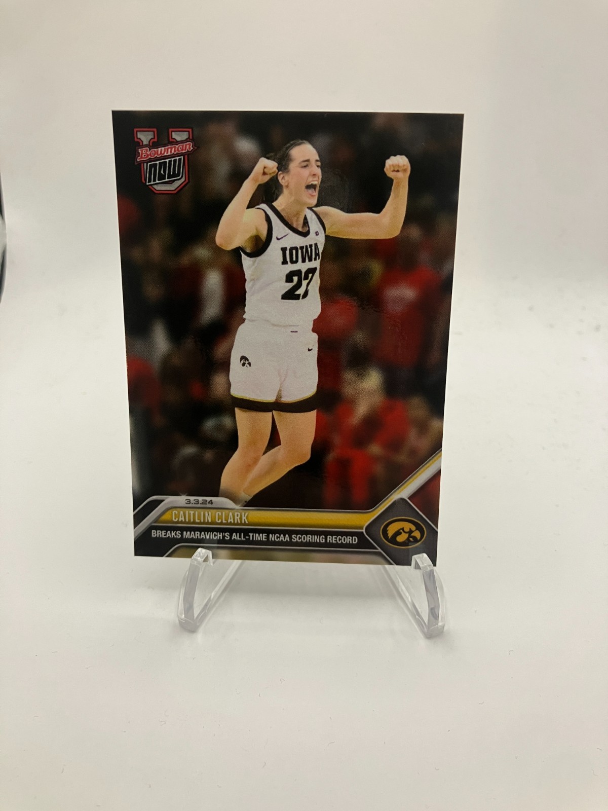 2023-24 Topps Now Bowman U #61 Caitlin Clark All Time Scoring Leader C)