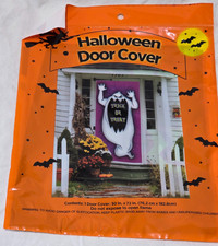 Halloween Spooky Door Cover 30" x 72" Ghost Trick or Treat Plastic Decoration