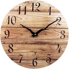 Funk Wanduhr Holz 25cm leises Quarzwerk Landhaus Wohnzimmer Schlafzimmer