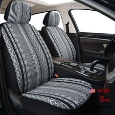 Baja Saddle Blanket Car Seat Covers, Boho Striped Woven Seat Front WHITE