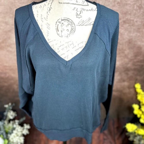 Free People Santa Clara Haut côtelé oversize noir anthracite S - Photo 8/16