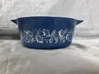 Vtg Pyrex Casserole Dish Colonial Mist Blue 2.5 L Flowers Daisy 475-B NO LId