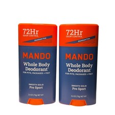 MANDO Whole Body Deodorant 72 Hr Smooth Solid Pro Sport 2.6 oz Lot Of 2