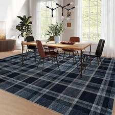 Washable Non-Slip Runner Rug - Plaid Hallway, Kitchen, Entryway Mat - Stain