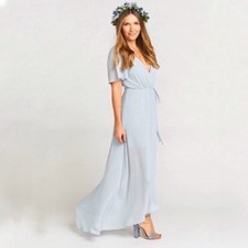 Show Me Your Mumu SMYM Sophia wrap steel blue maxi dress NEW MEDIUM
