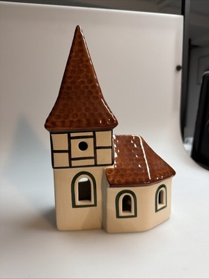 2607030 Leyk Lichthaus Haus Romanische Kirche Kerzenhaus signiert braunes Dach