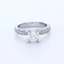Side Stone Engagement Ring Solid Platinum 2.69 CT Round Lab-Grown Diamond H VS1