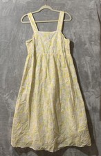 The Nines by HATCH Dress Womens Small Yellow Floral Smocked Midi Maternity