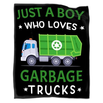 Boy Who Loves Garbage Trucks Blanket Flannel Fleece Throw Soft 40x50 Inch
