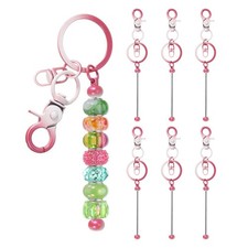 6 Pcs Beadable Keychain, Keychain Making Supplies for DIY Red Gradient