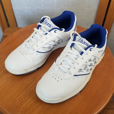 Etonic Women's Bowling Shoes Size 7.5 White Blue Glitter Hearts Non-Marking