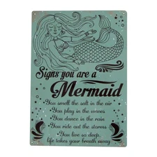 Metal You Are Mermaid 8x12 Nautical Sign Beach House Ocean Home Wall Door Decor