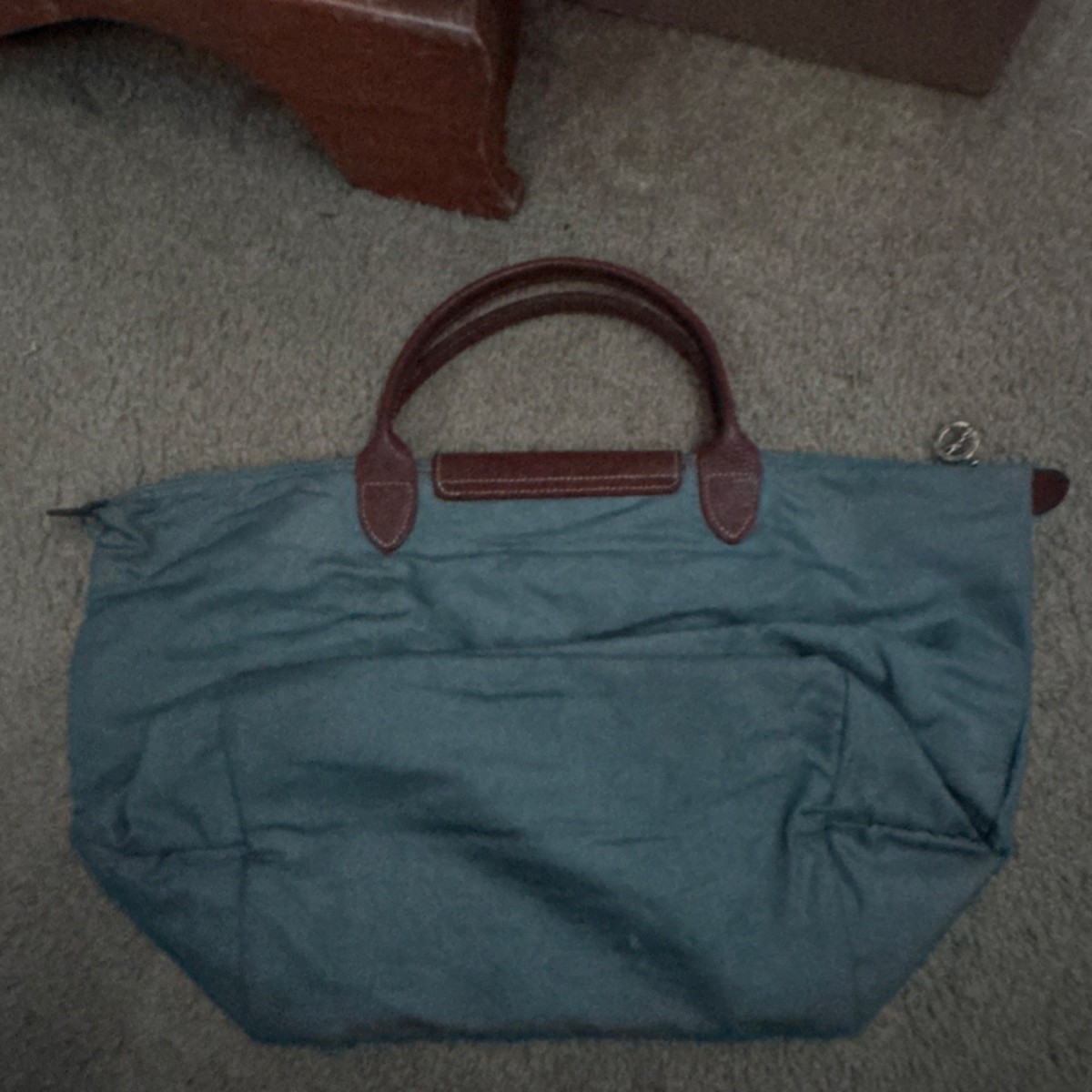 Longchamp Le Pliage 1623 Medium Nylon Tote Bag Brown Leather