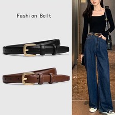 Retro Needle Buckle Belt Faux Leather Slim Waist Strap Solid Color Women's Belts