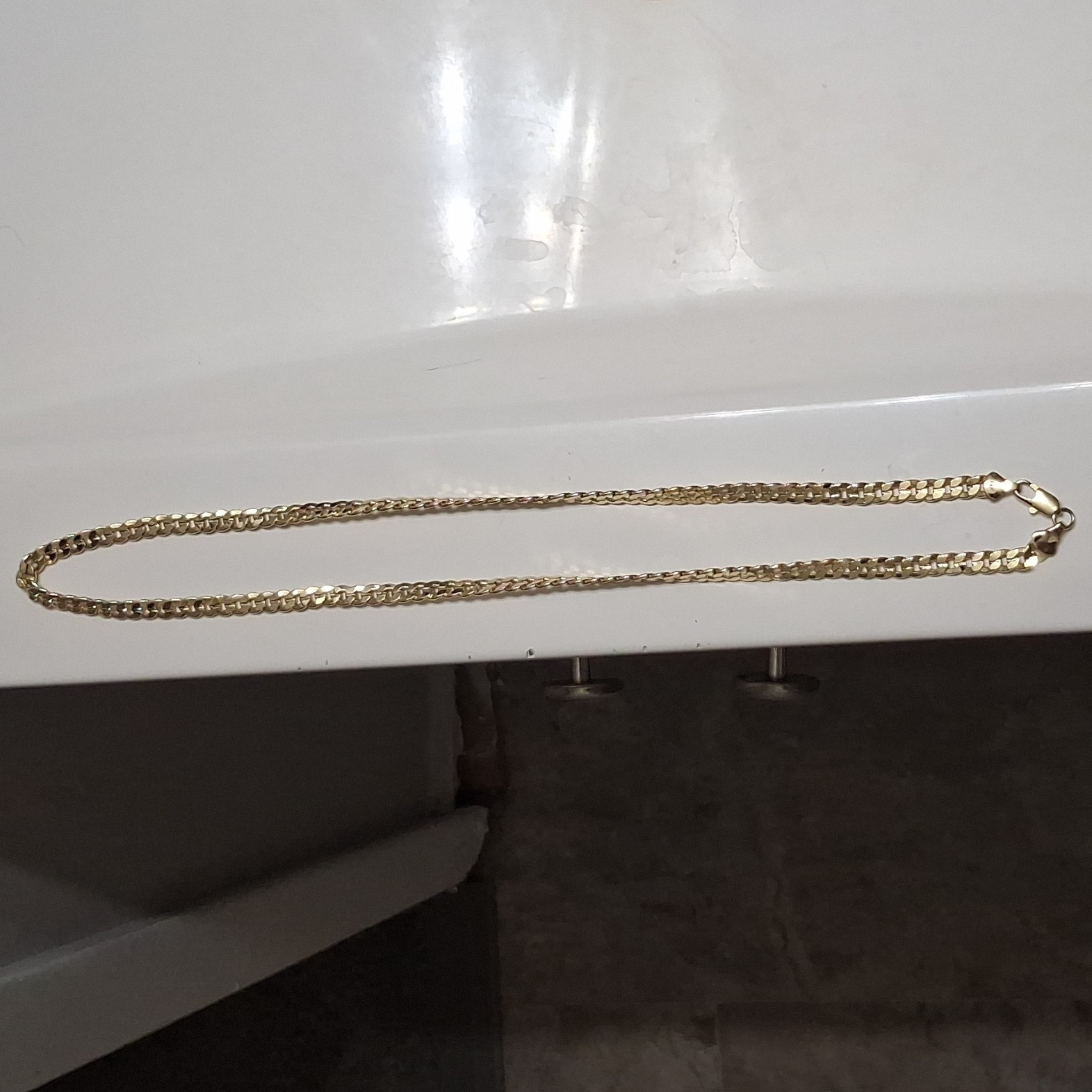 14k Yellow Gold GP Cuban Link Chain Necklace, Lobster Clasp, Signed