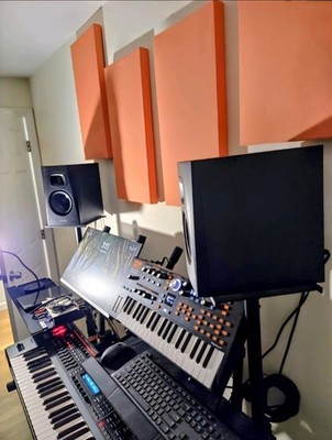 4 Sound Absorbing Acoustic Wall Panels in Bright Orange - SET of 4