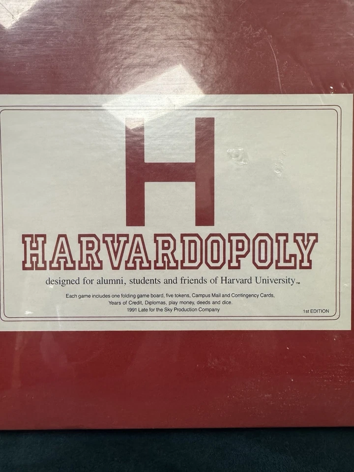 HARVARDOPOLY Monopoly HARVARD University 1st Edition 1991 BOARDGAME SEALED - Image 2 of 4