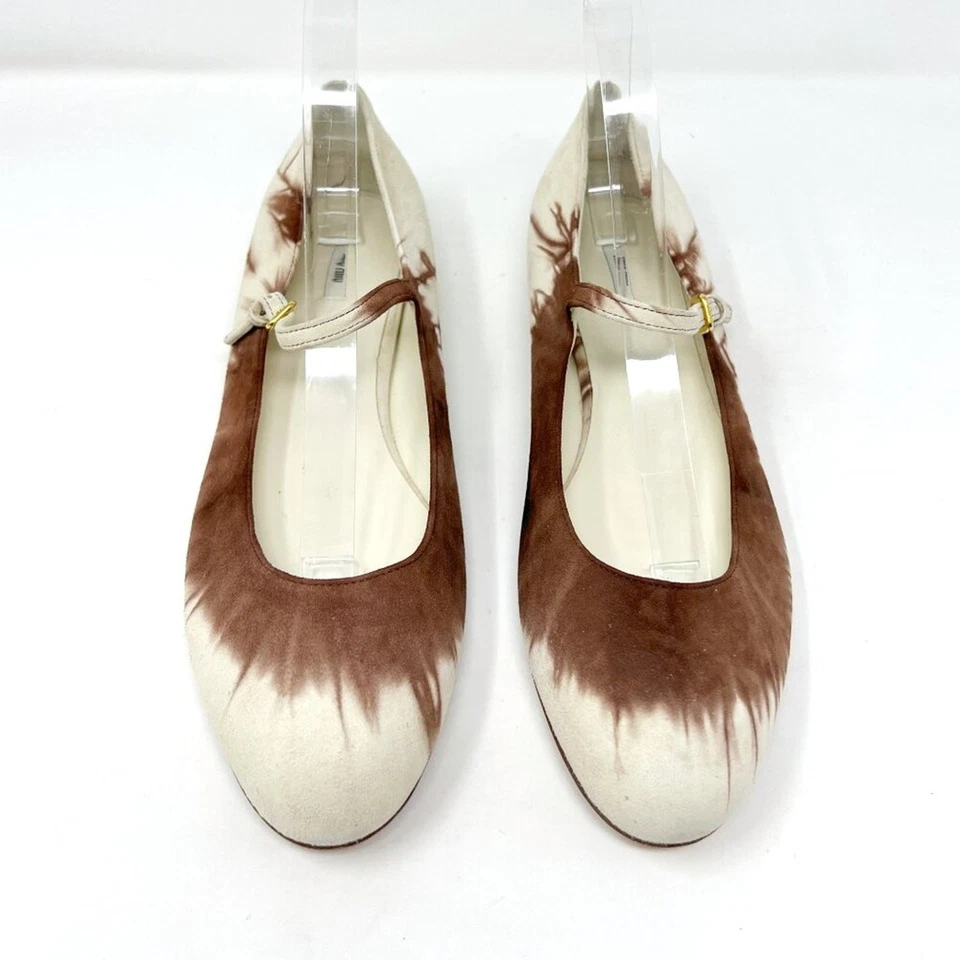 Miu Miu Marrón Tie-Dye Gamuza Mary Jane Pisos EU 41 Hecho en Italia Foto 2 de 4