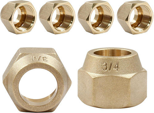 Brass Flare Nut, 3/4", 6 Pack 3/4 Inch