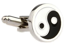 Yin and Yang Cufflinks Pair in Presentation Gift Box with Polishing Cloth