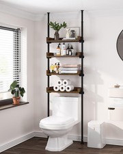 Bathroom Organizer, Over The Toilet Storage, 4-Tier Adjustable Wood Shelves for