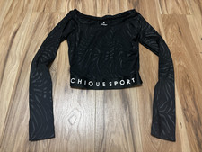 CHIQUE SPORT Empower Long Sleeve Crop Top in Zebra Figure Skating Size 36 US 6 