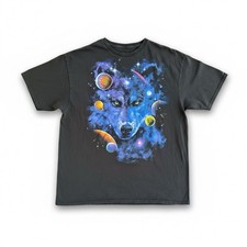 Space Wolf Print Tshirt XL Short Sleeve Black By ODM