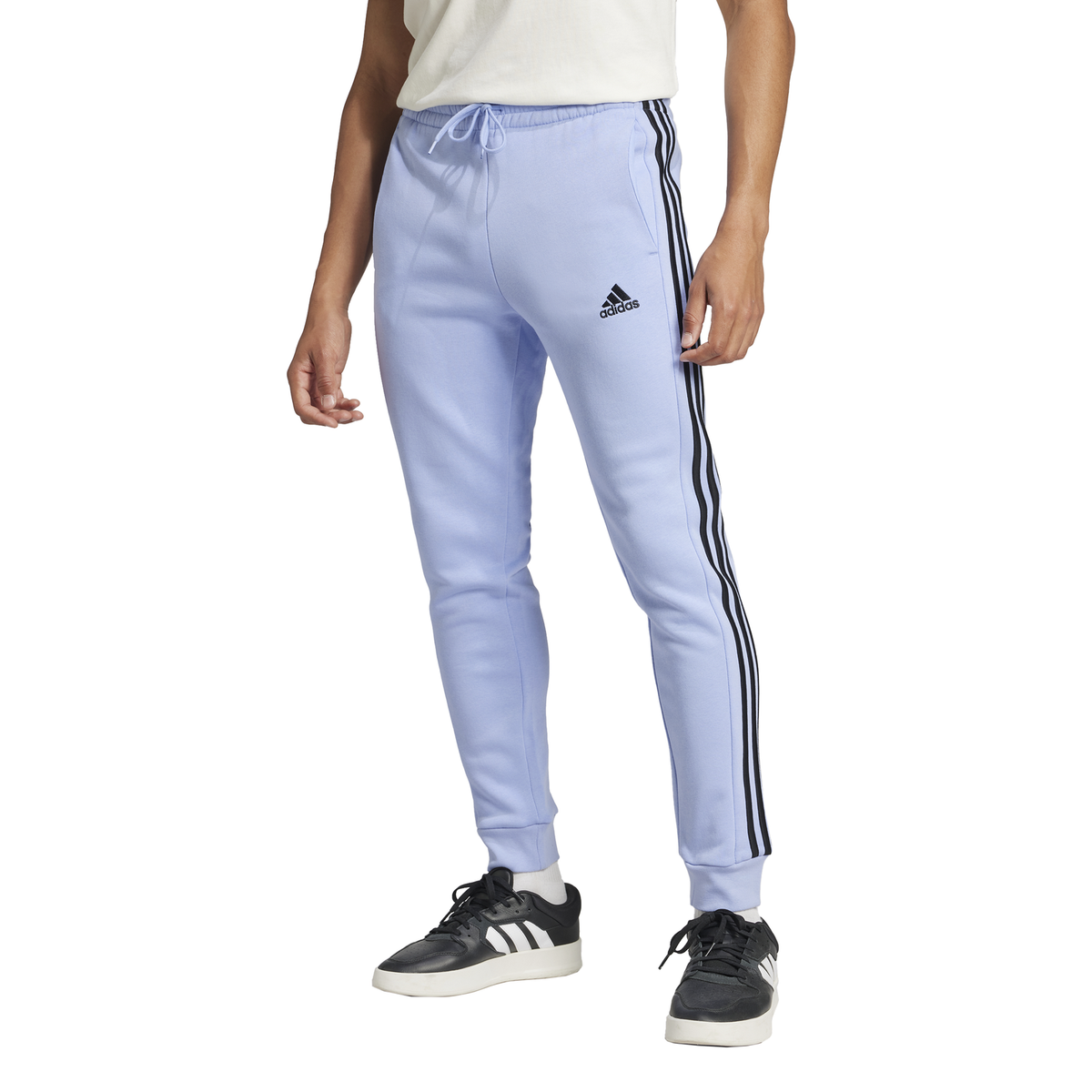 adidas Essentials Fleece Striped Joggers Mens Blue Casual Athletic