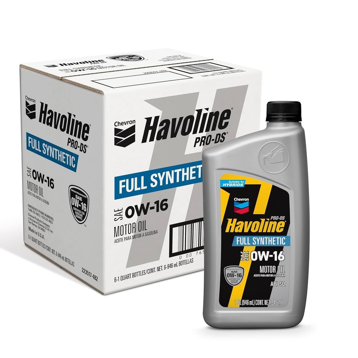 Chevron Havoline Pro DS 0W-16 Full Synthetic Motor Oil, 6 - 1