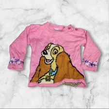 Rare Vintage 90s Disney Lady And The Tramp Girls Size 24 Months Knit Sweater